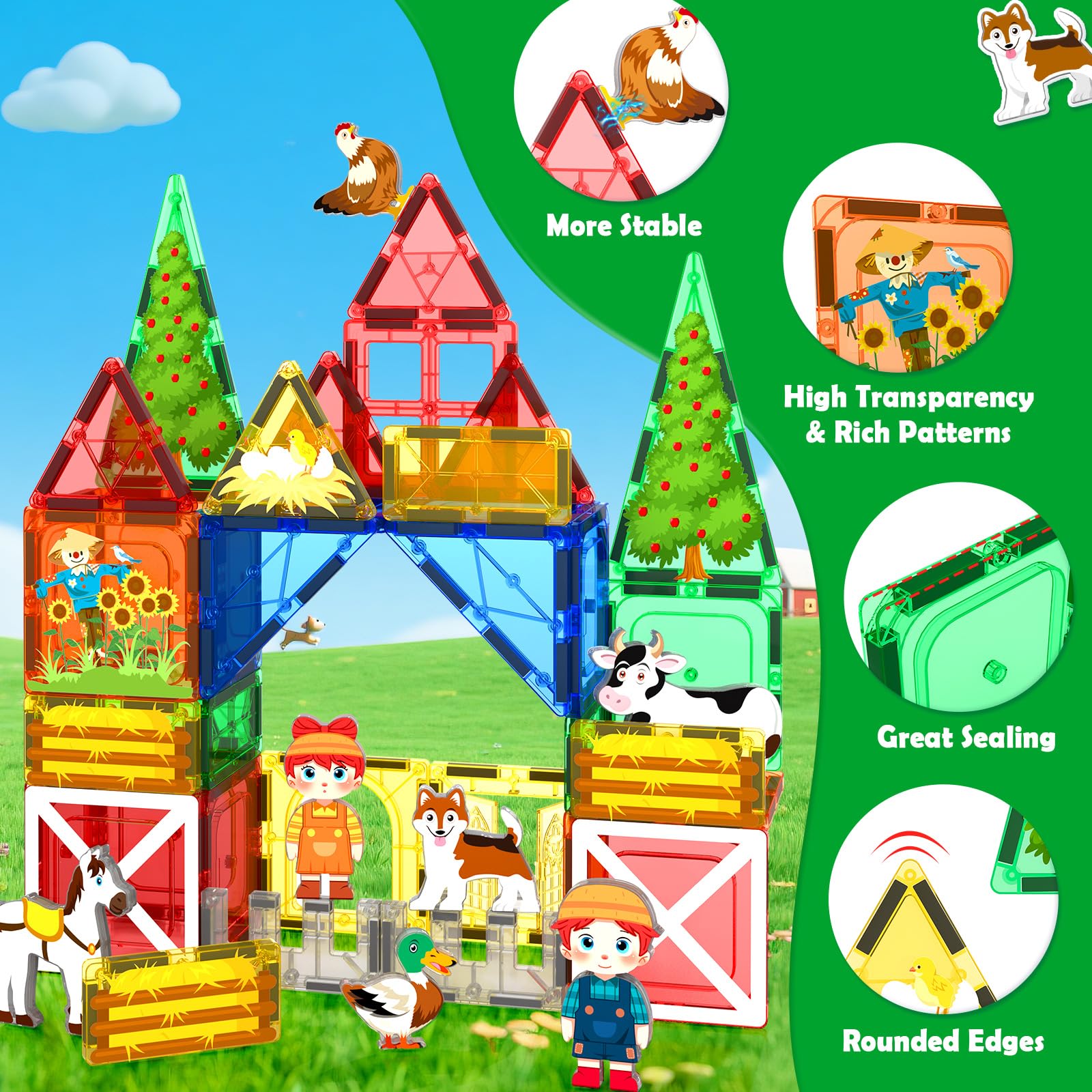 Magnetic Farm Animal Building Tiles