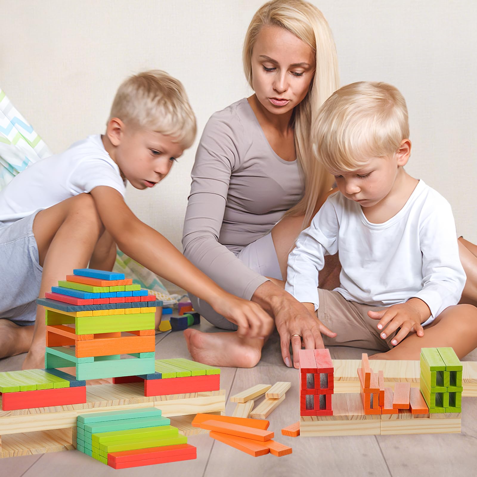 Classic Wooden Building Blocks Set in 9 Colors