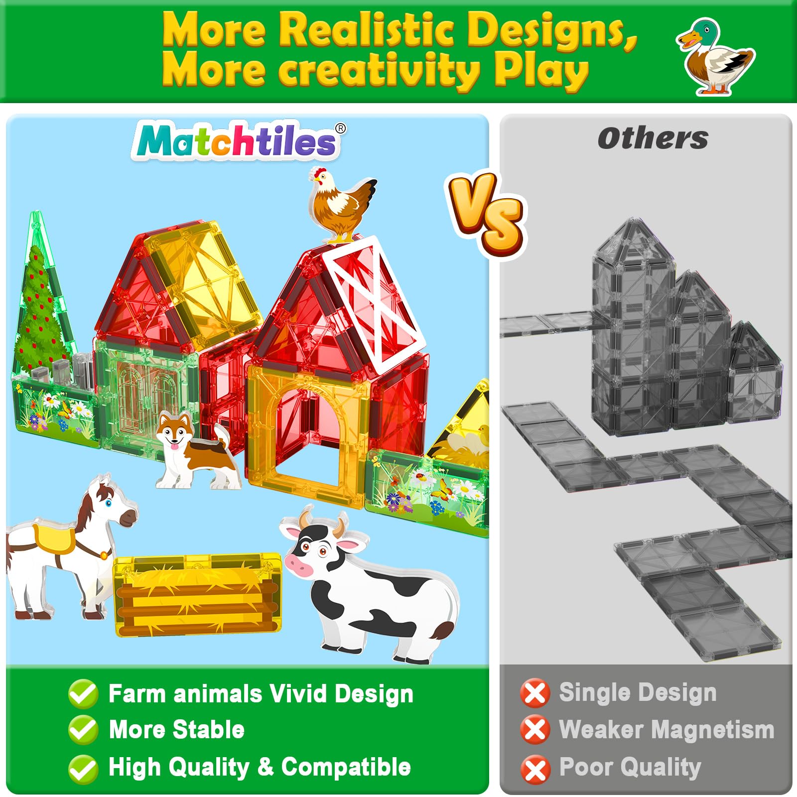 Magnetic Farm Animal Building Tiles