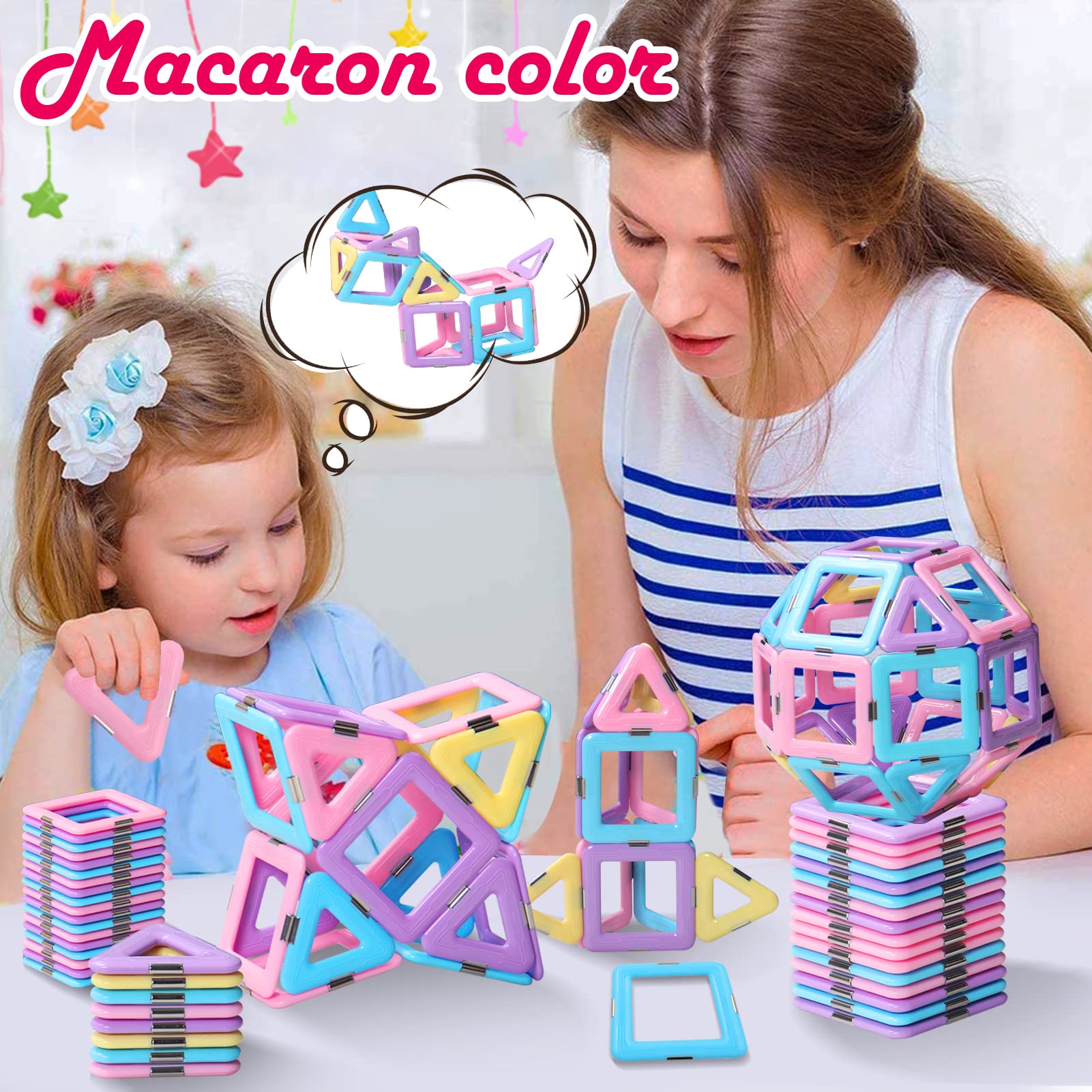 Elevated Macaron Magnetic Building Tiles