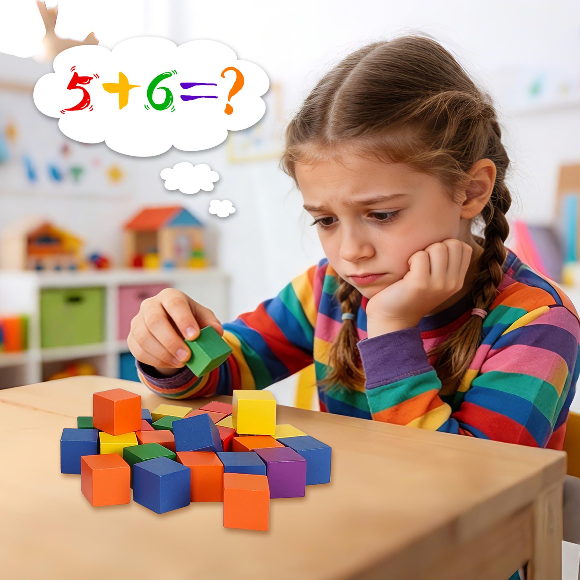 Vibrant Wooden Cube Blocks for Early Learning