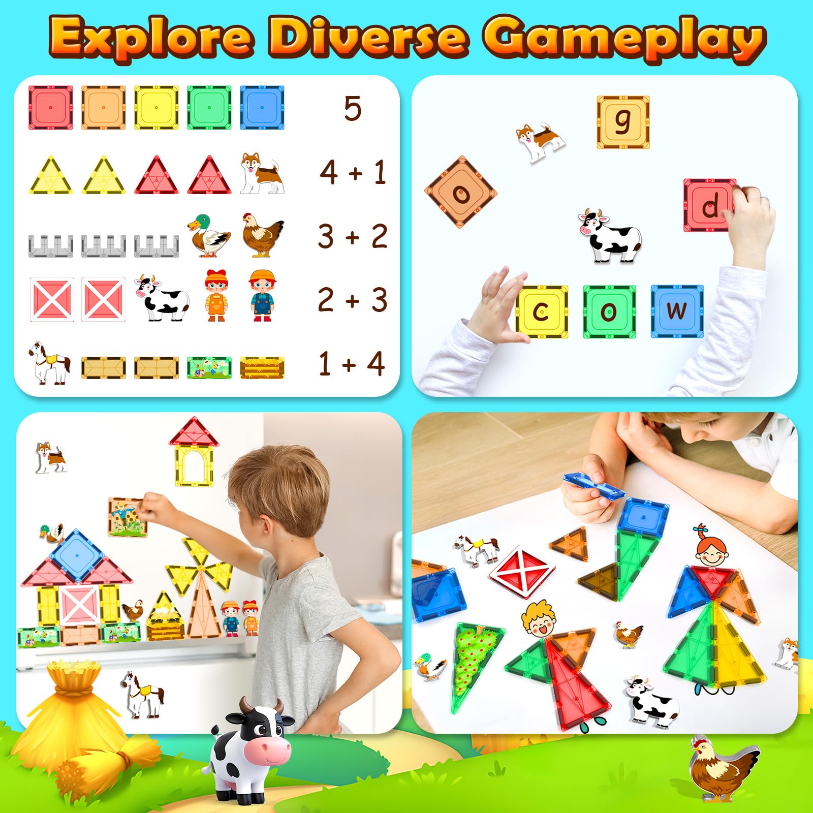 Magnetic Farm Animal Building Tiles
