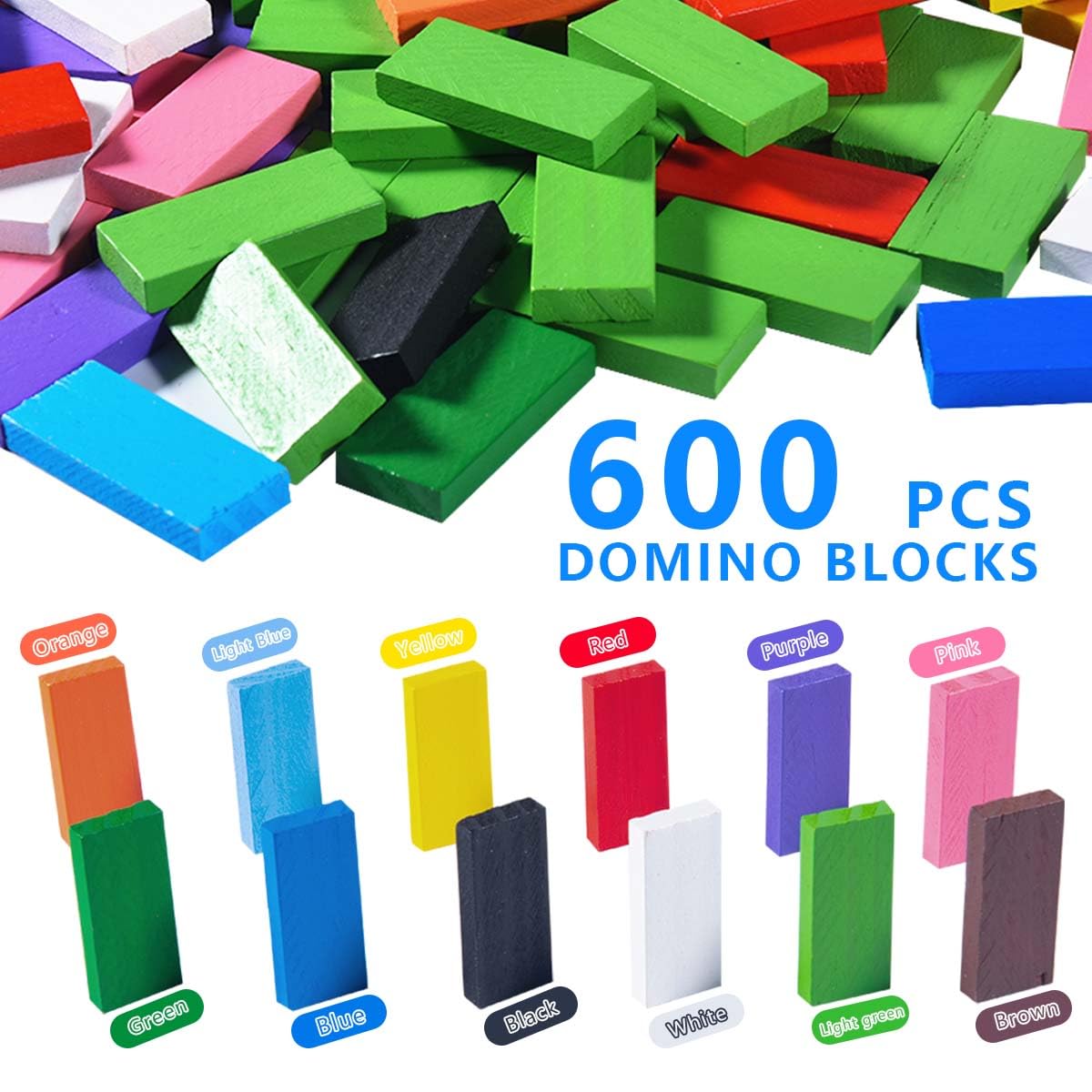 Vibrant Wooden Dominoes Stacking Set