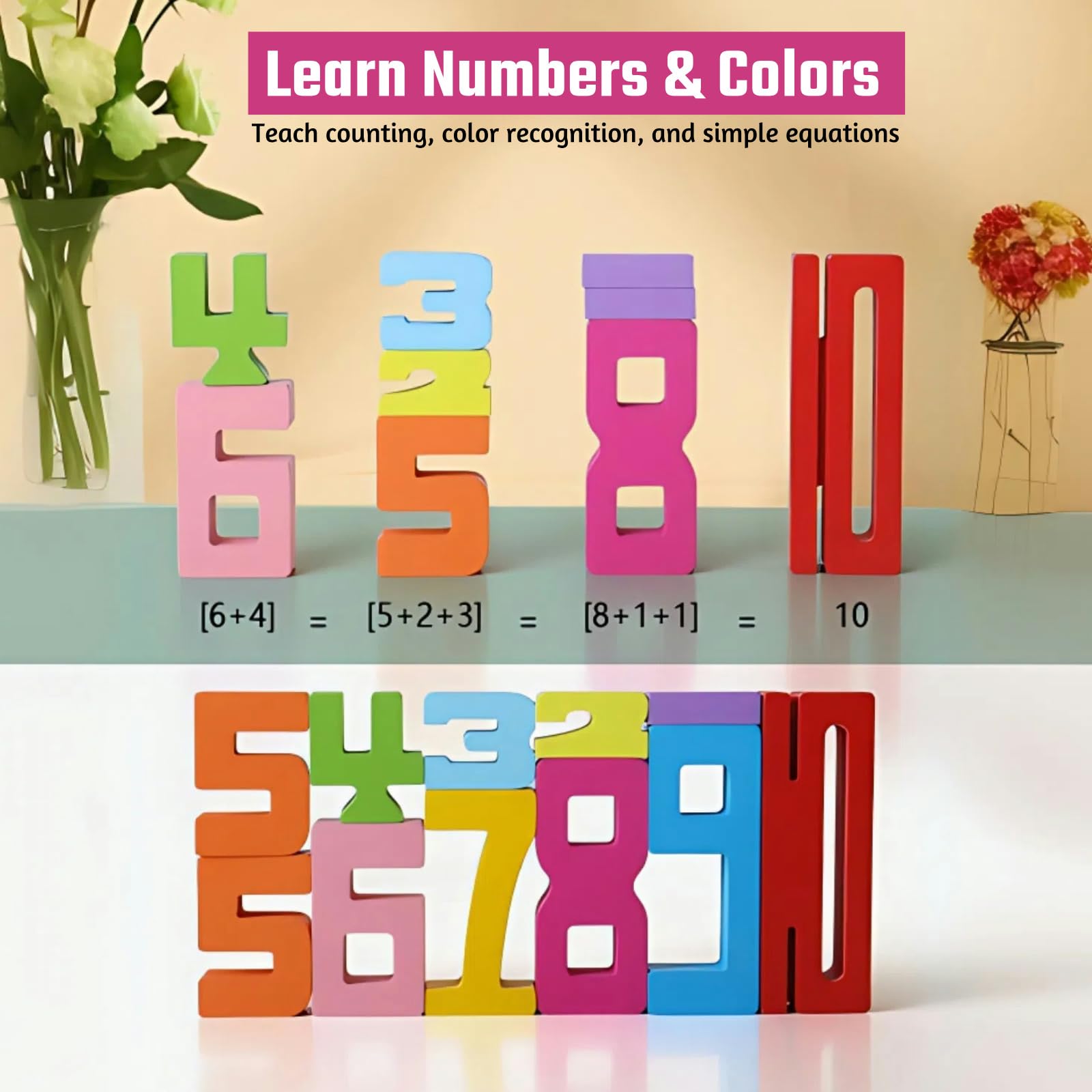 Montessori Wooden Number Stacking Blocks