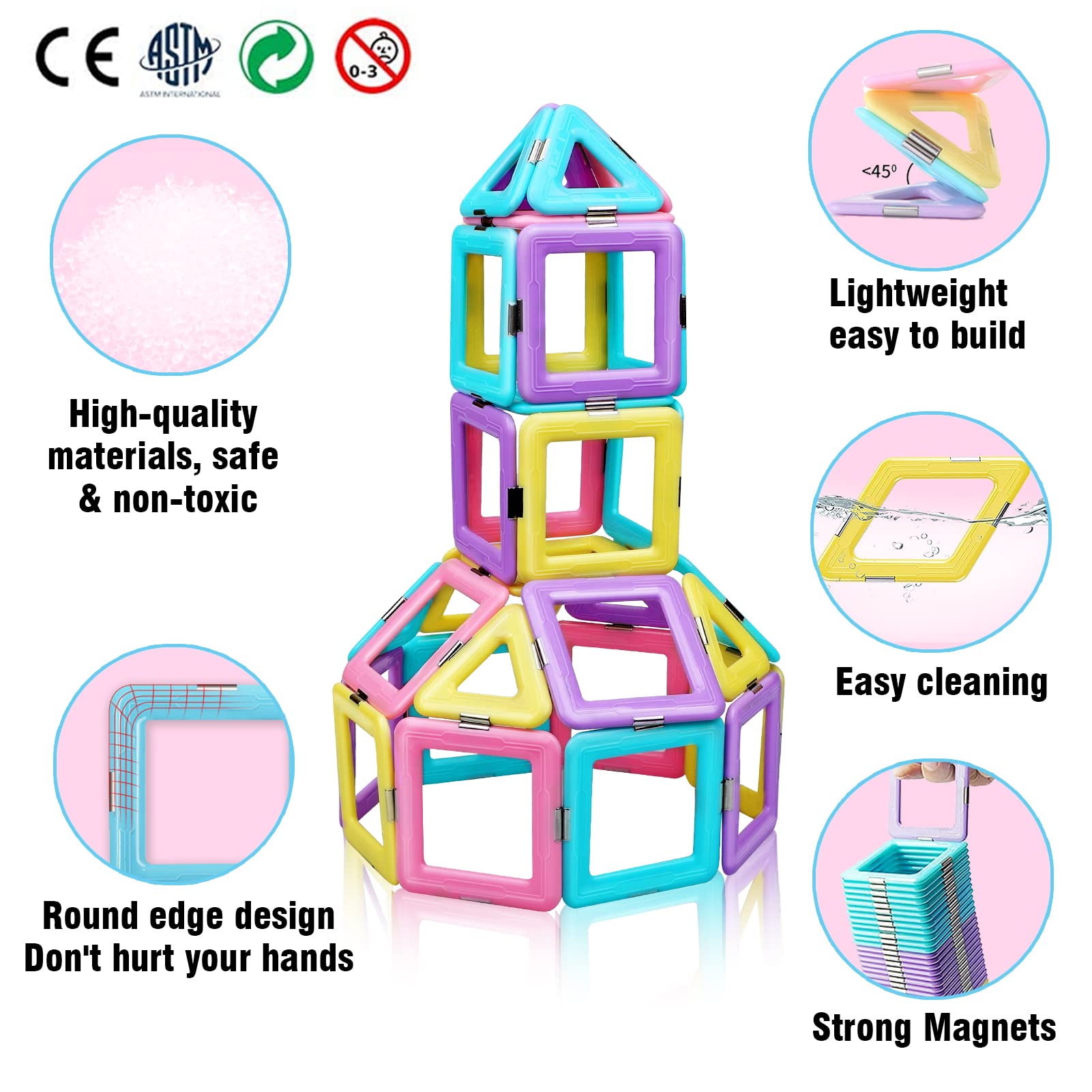 Elevated Macaron Magnetic Building Tiles