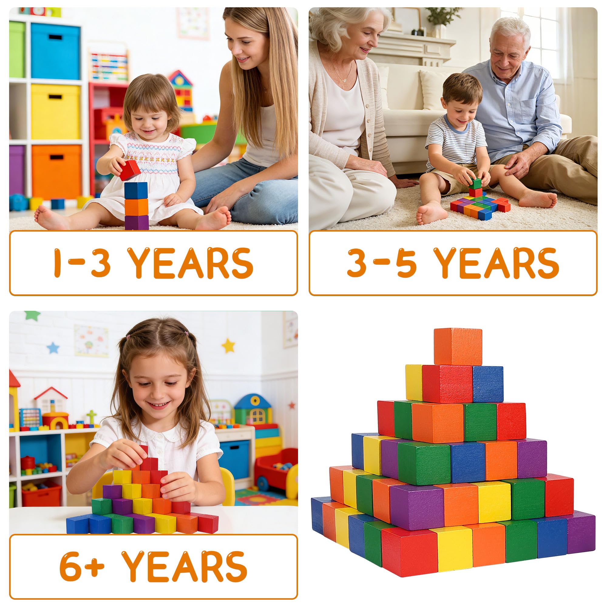 Vibrant Wooden Cube Blocks for Early Learning
