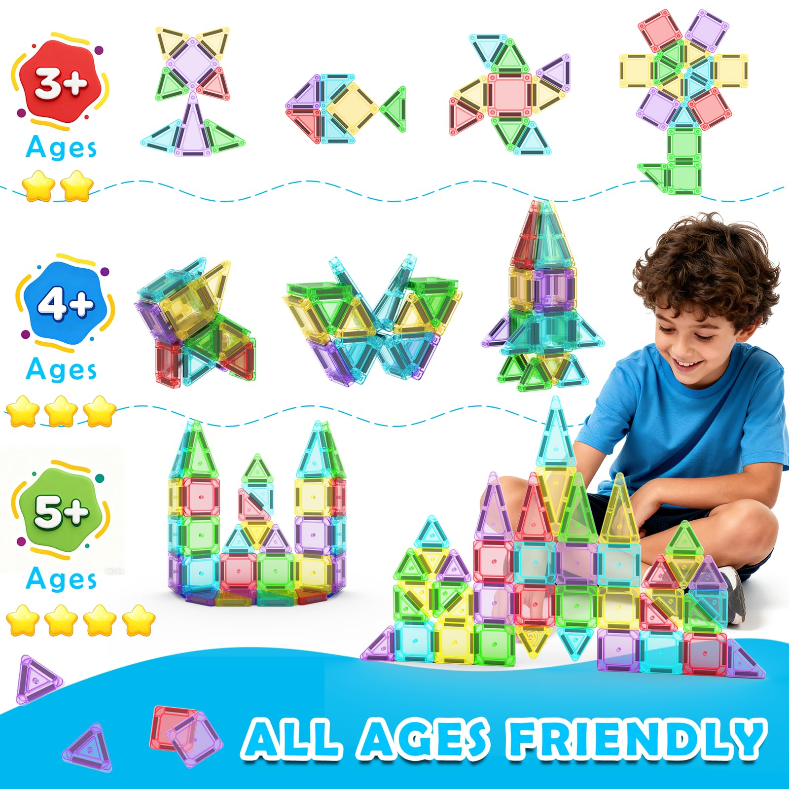 Portable Magnetic Building Tiles with Travel Case