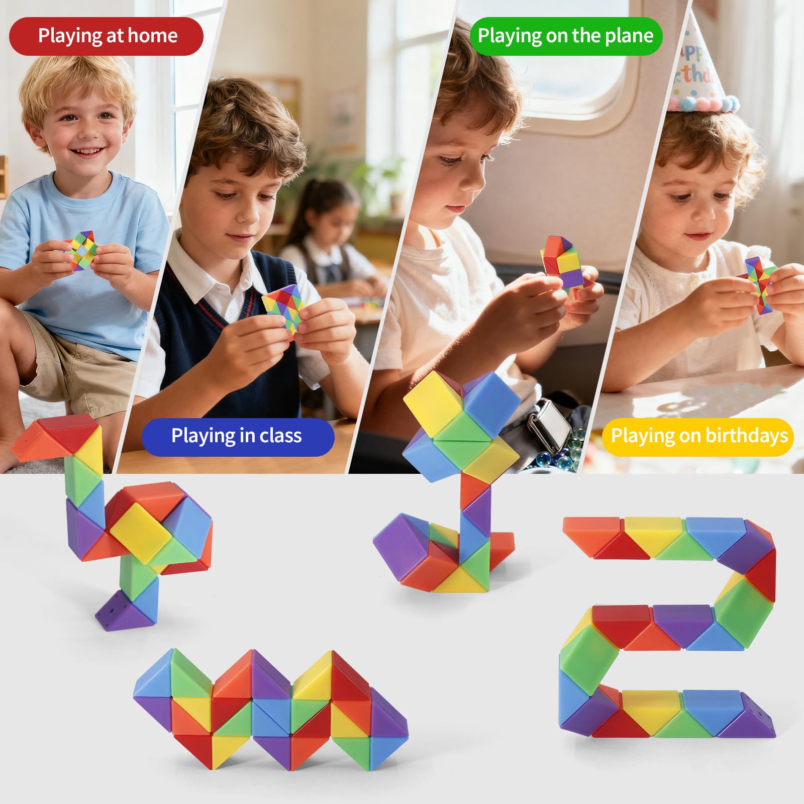 Transforming Snake Cube Fidget Puzzles