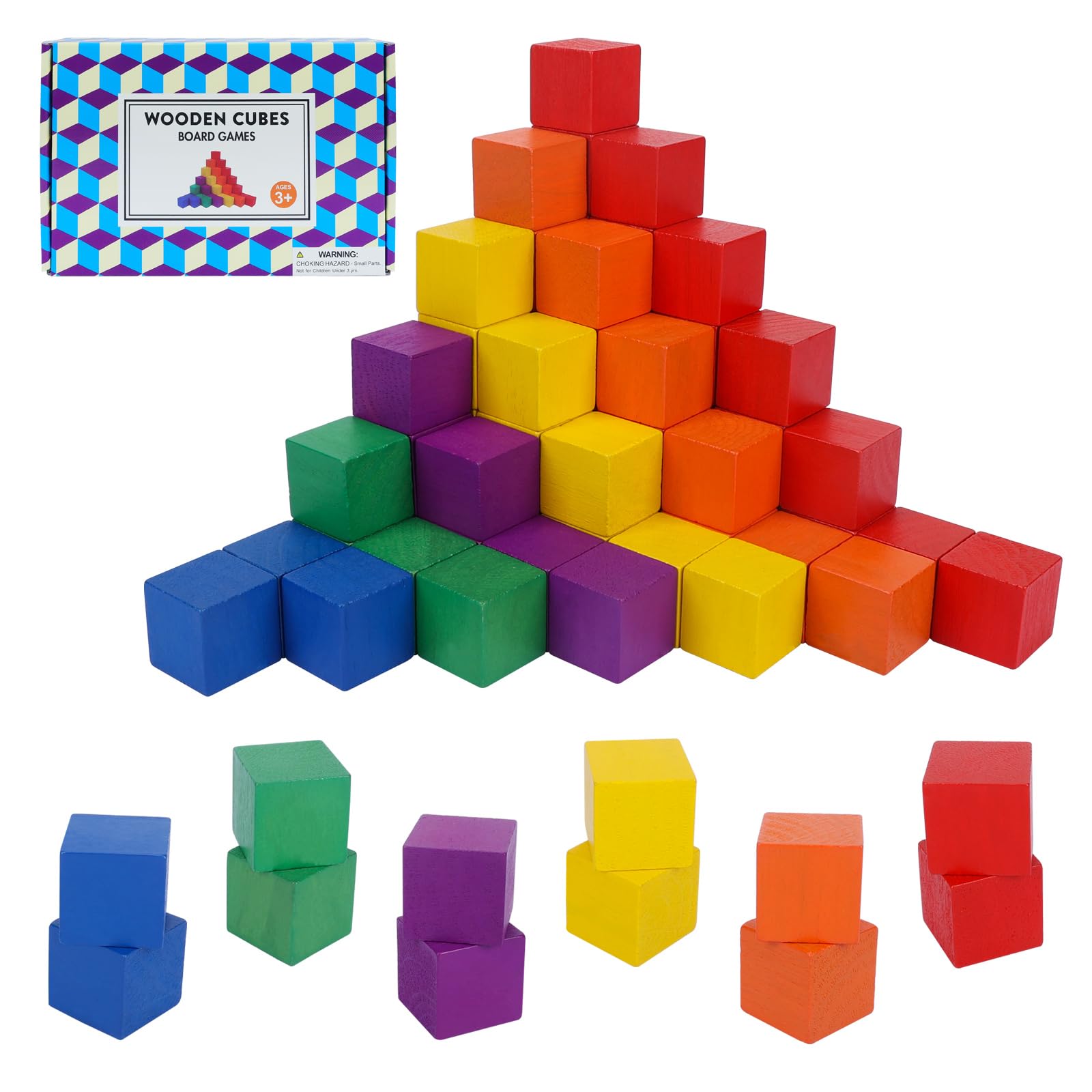 Vibrant Wooden Cube Blocks for Early Learning
