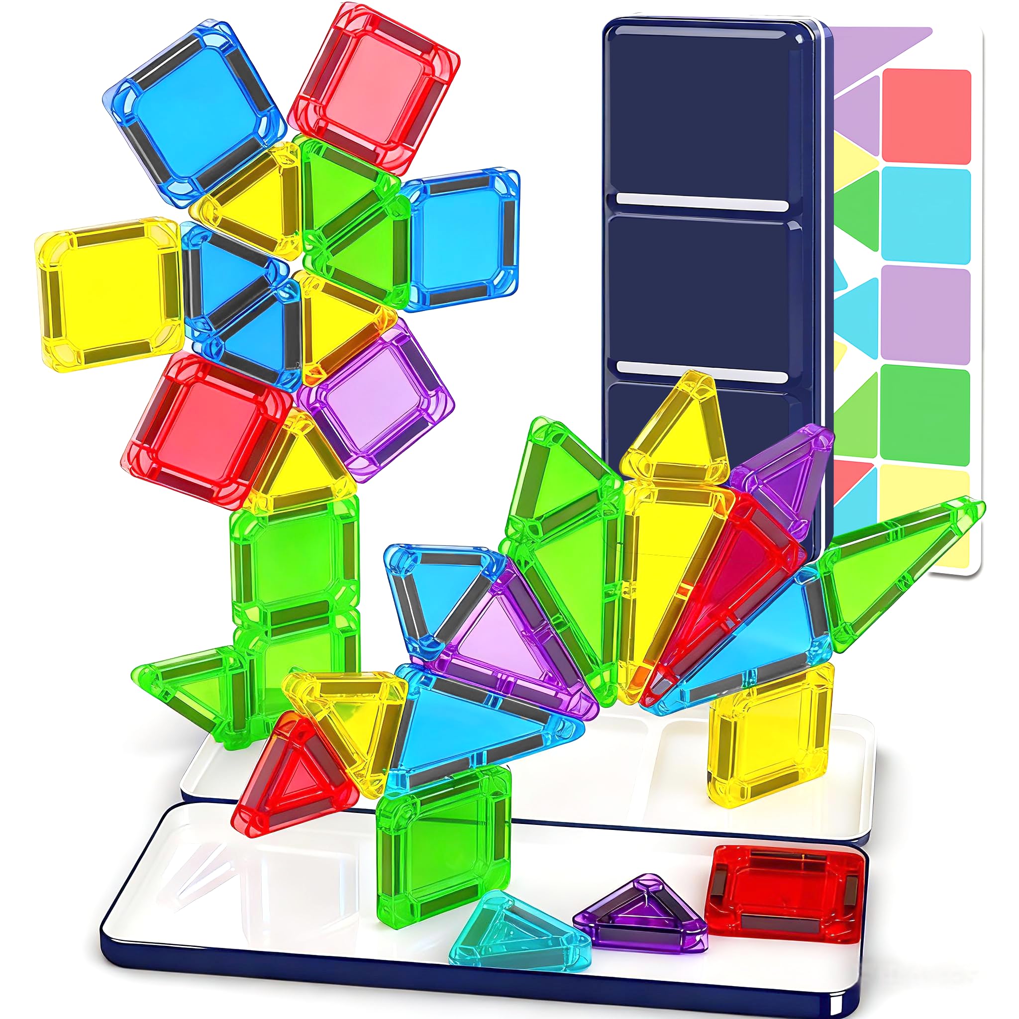 Portable Magnetic Building Tiles with Travel Case