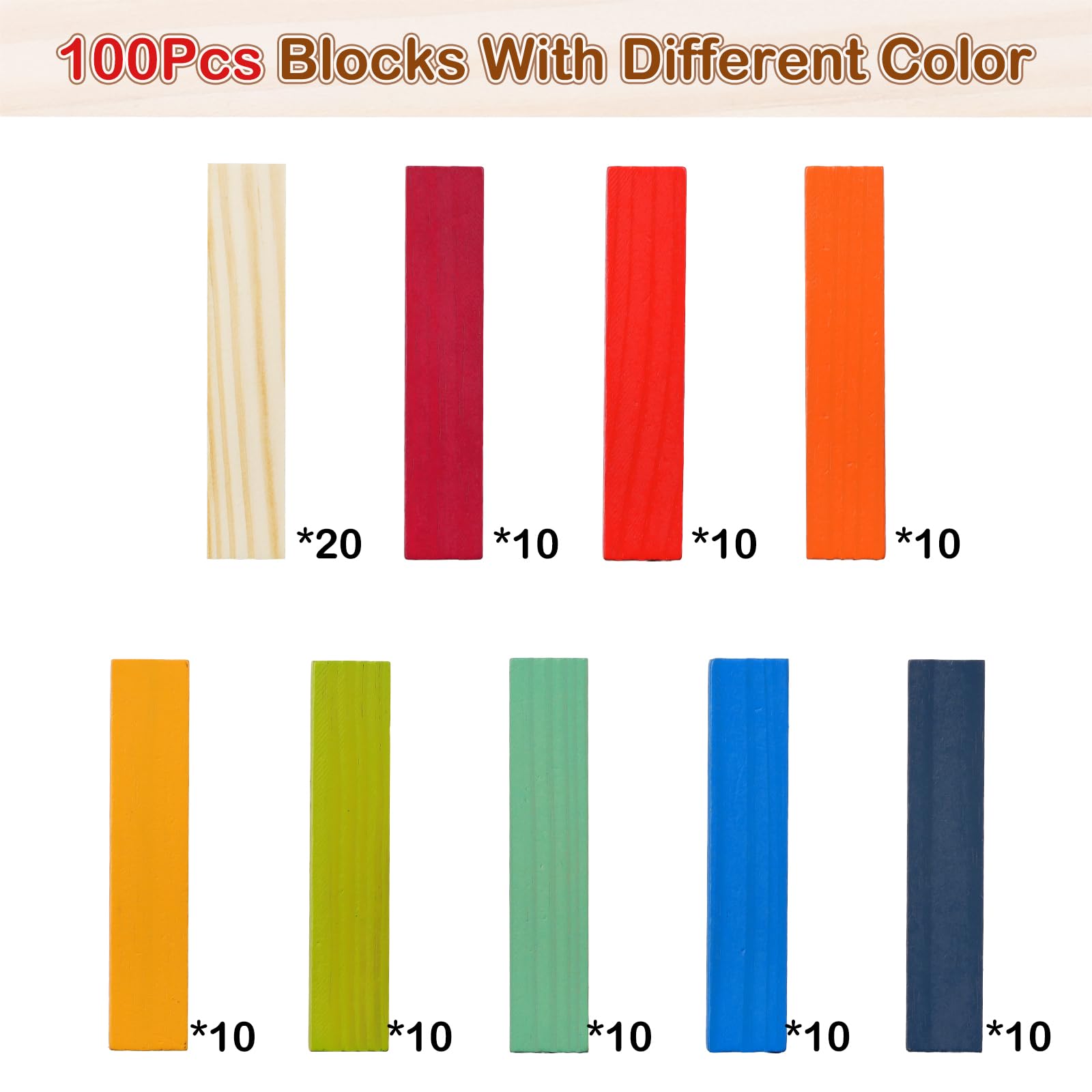 Classic Wooden Building Blocks Set in 9 Colors