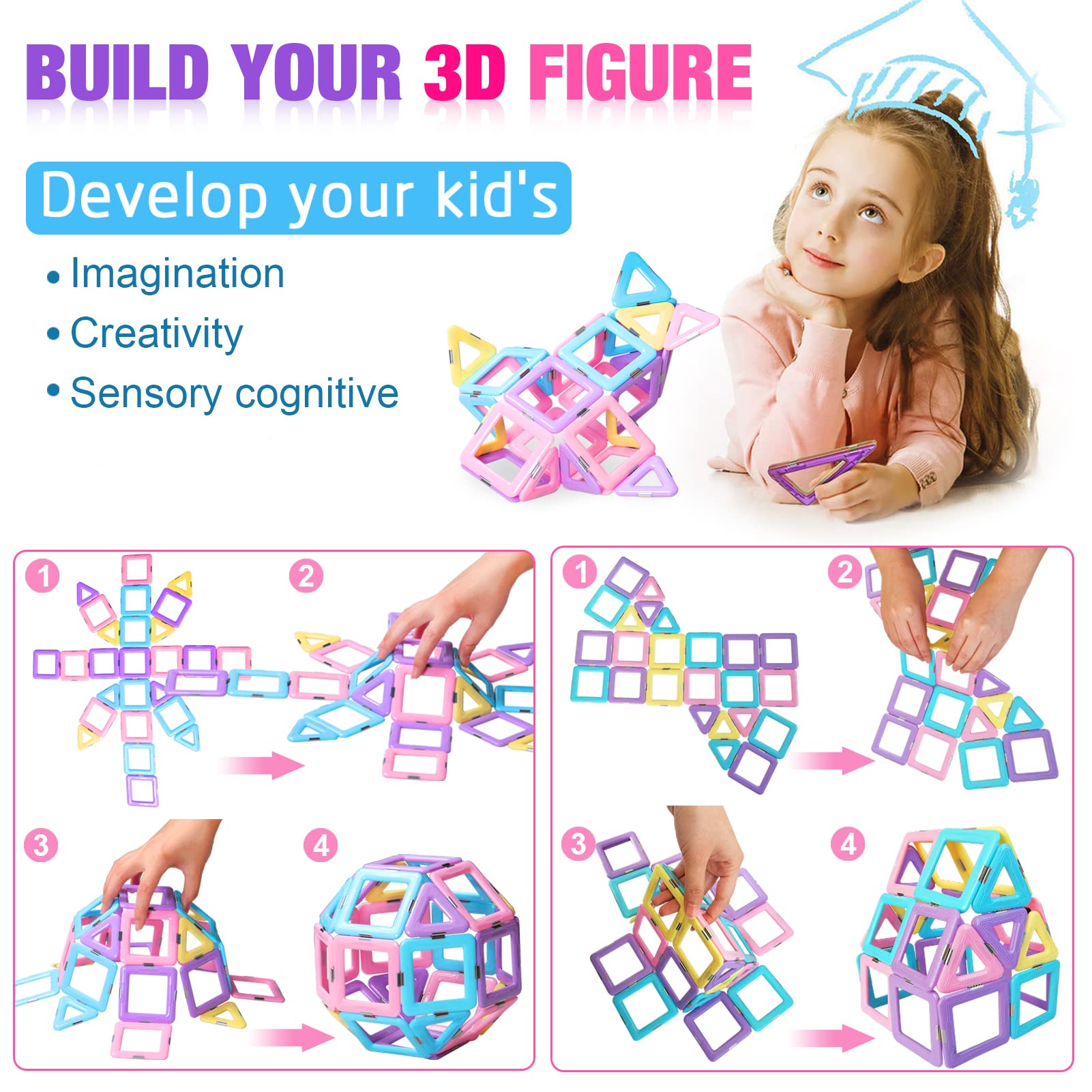Elevated Macaron Magnetic Building Tiles