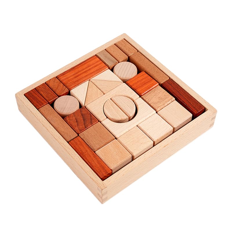 Natural Wooden Stacking Blocks with Storage Tray