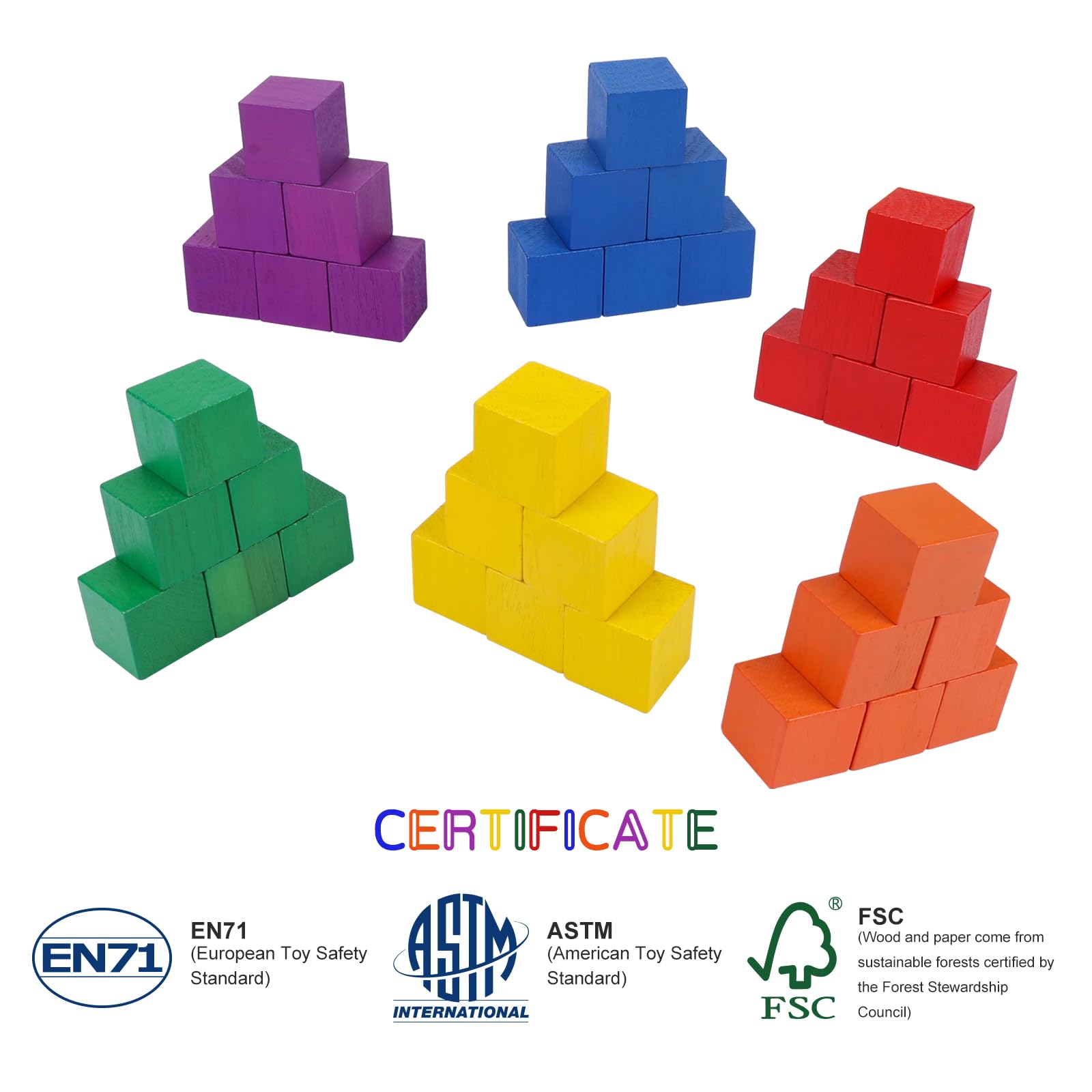 Vibrant Wooden Cube Blocks for Early Learning
