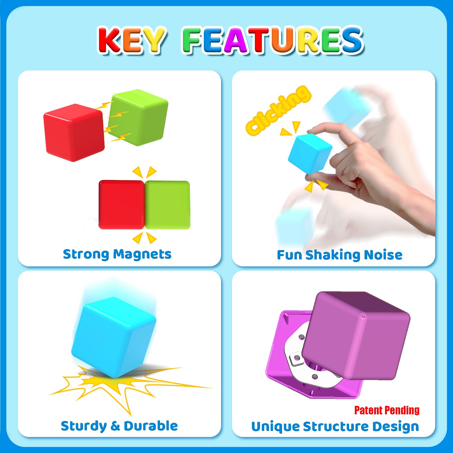 Rainbow Magnetic Stacking Cubes for Creative Play