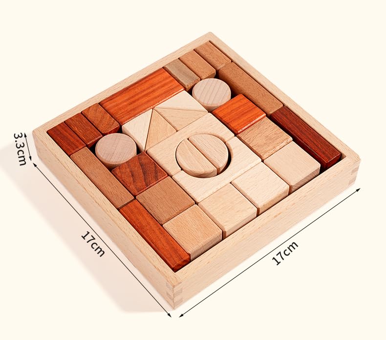 Natural Wooden Stacking Blocks with Storage Tray