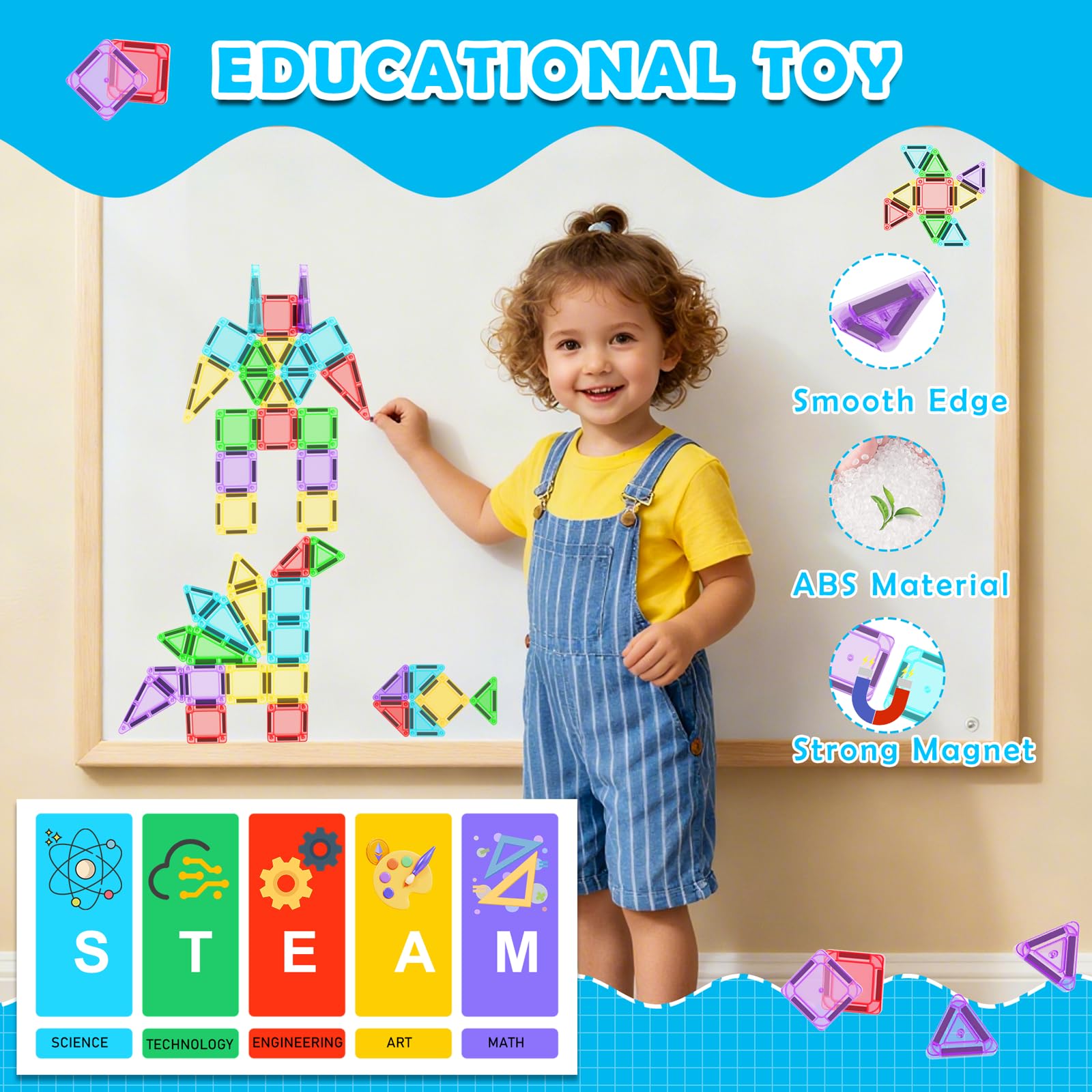 Portable Magnetic Building Tiles with Travel Case