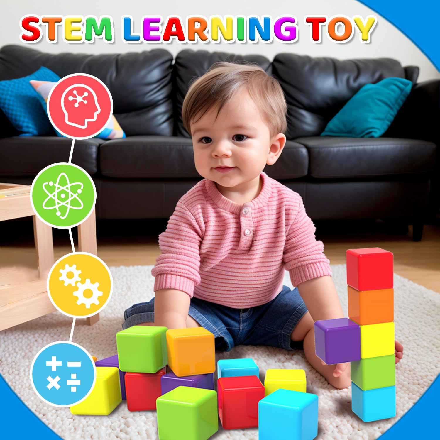 Rainbow Magnetic Stacking Cubes for Creative Play