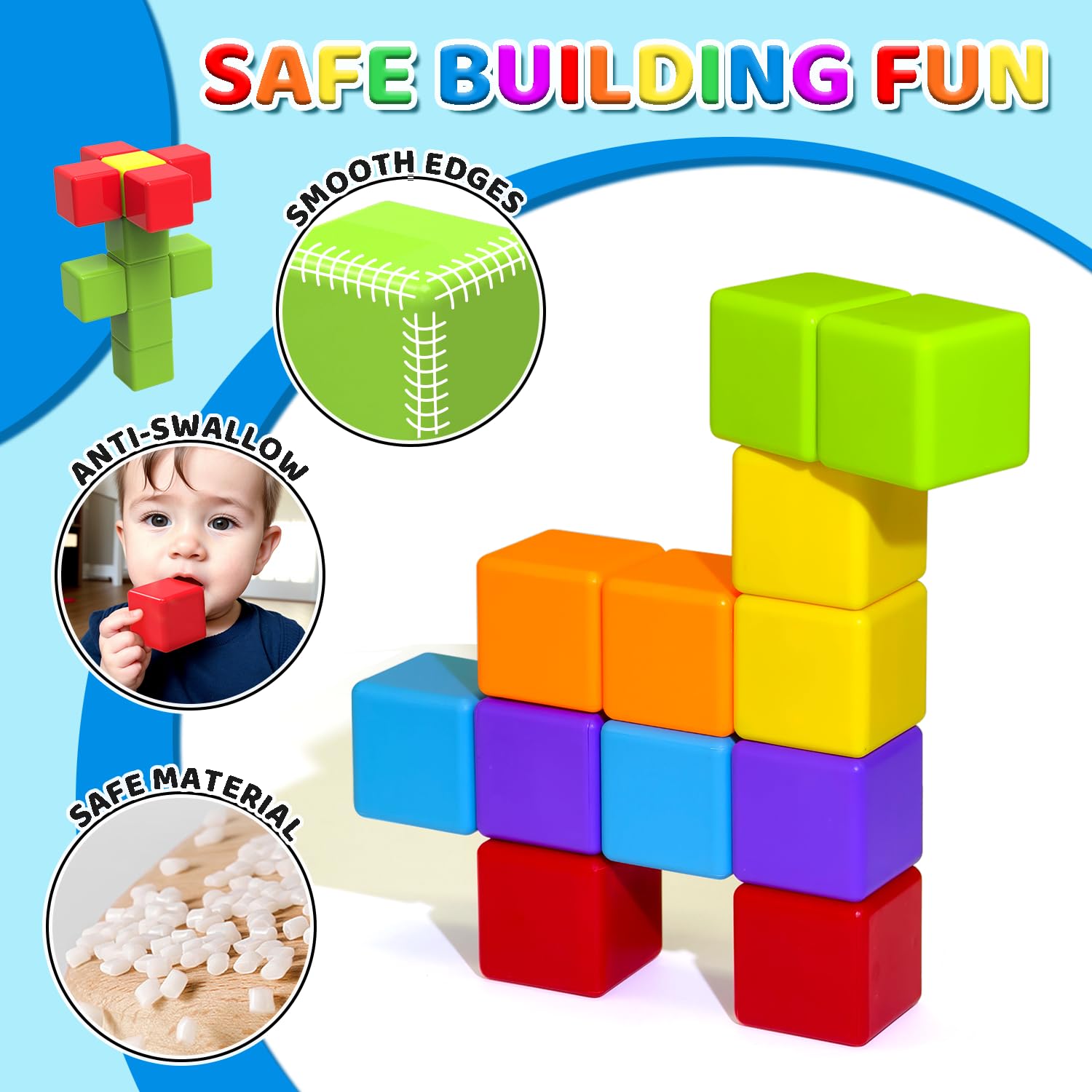 Rainbow Magnetic Stacking Cubes for Creative Play