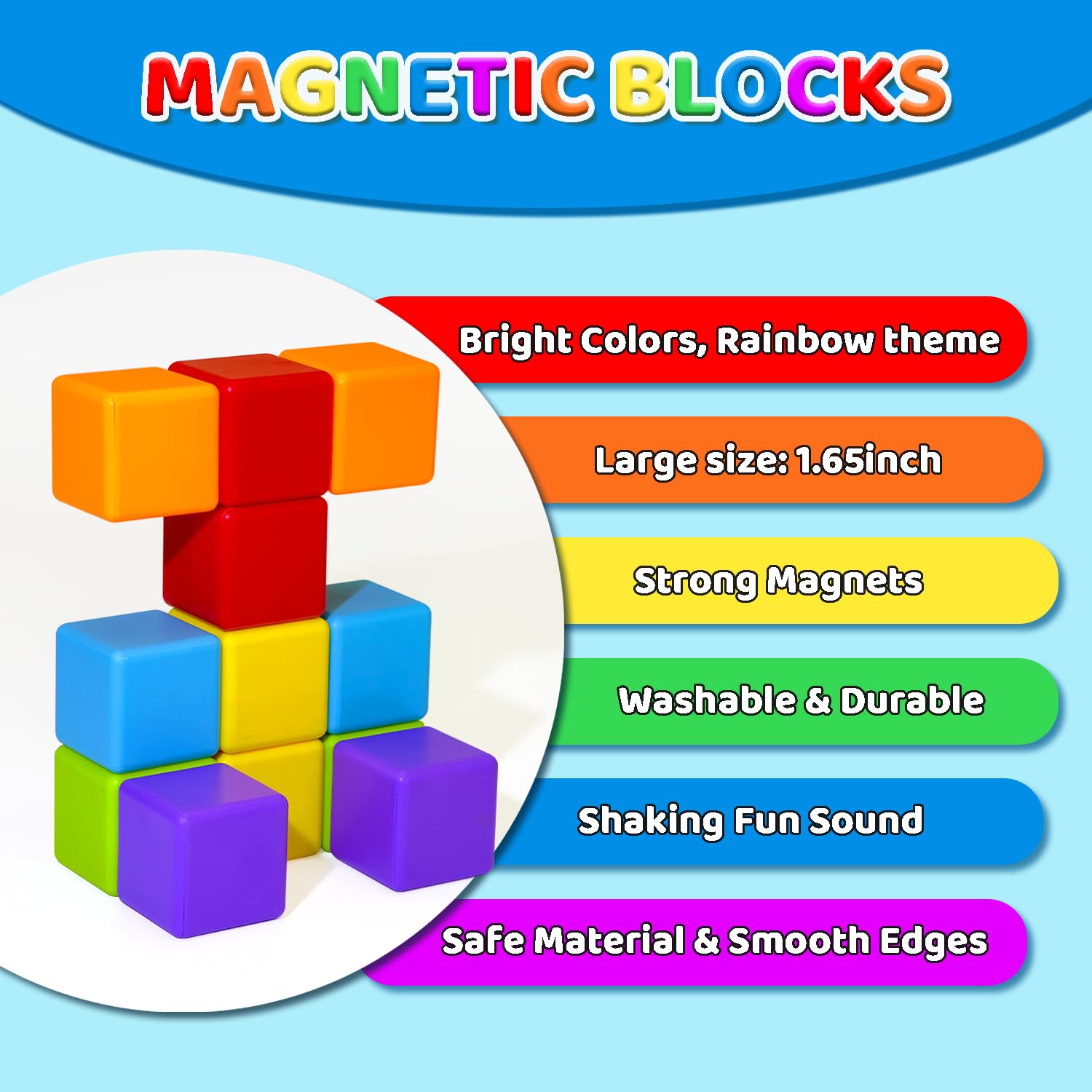 Rainbow Magnetic Stacking Cubes for Creative Play