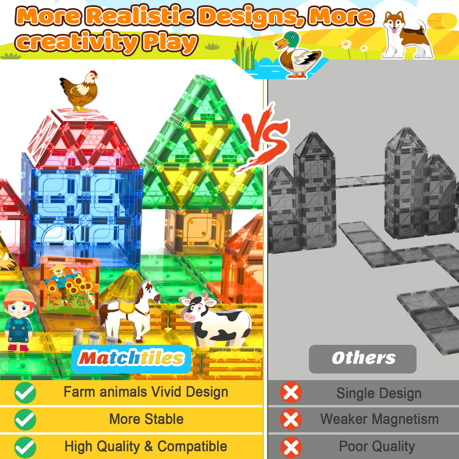 Magnetic Farm Animal Building Tiles