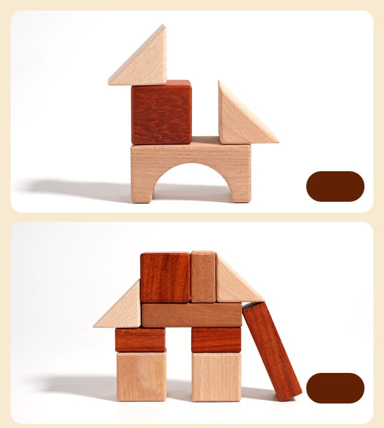 Natural Wooden Stacking Blocks with Storage Tray