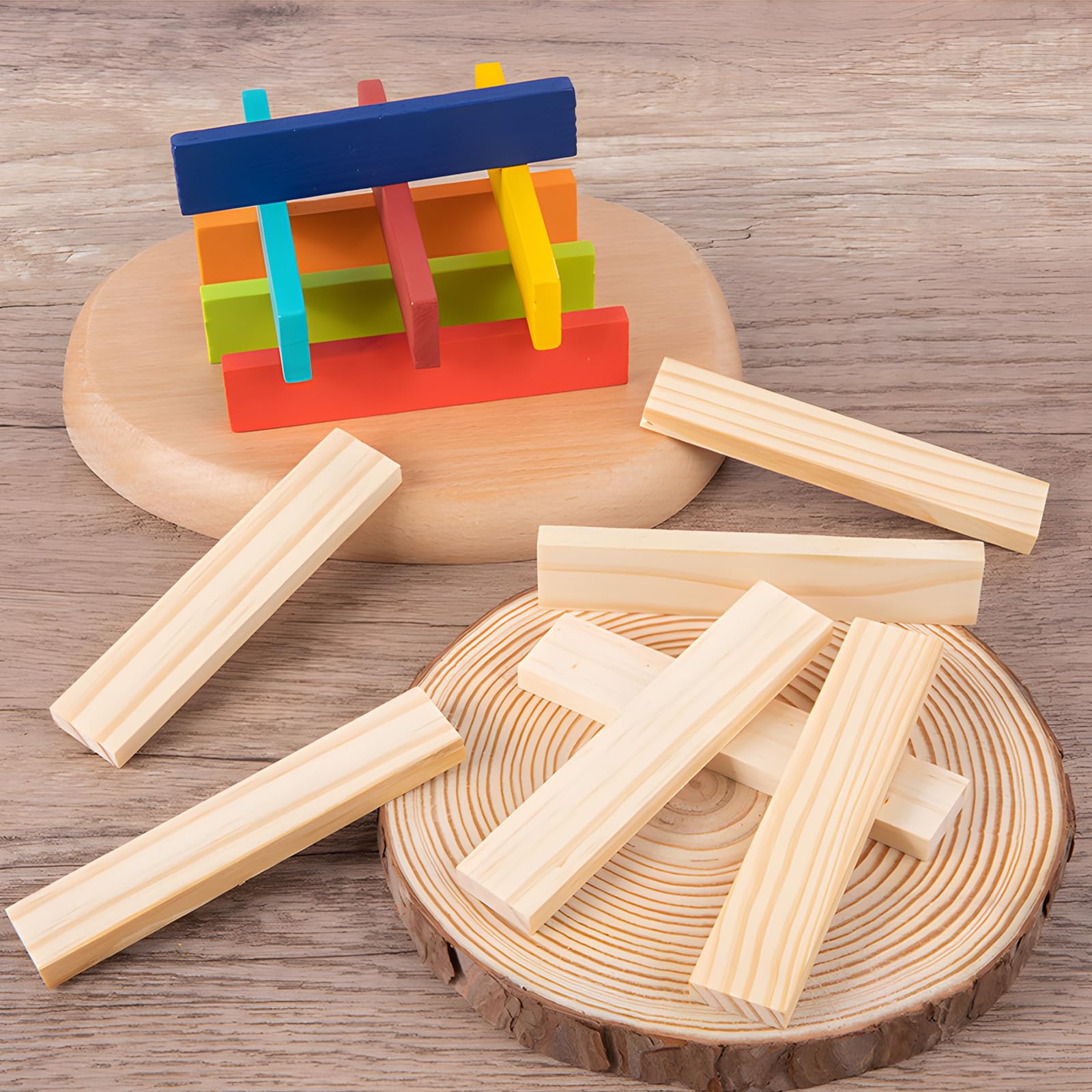 Classic Wooden Building Blocks Set in 9 Colors