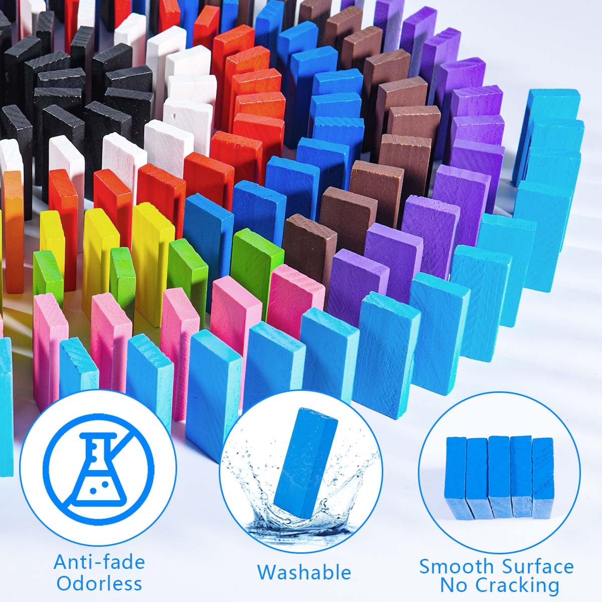 Vibrant Wooden Dominoes Stacking Set