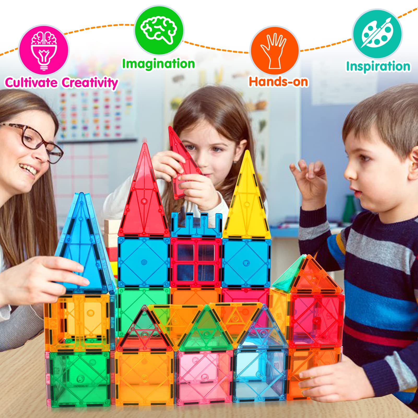 Magnetic Building Tiles for Creative STEM Play