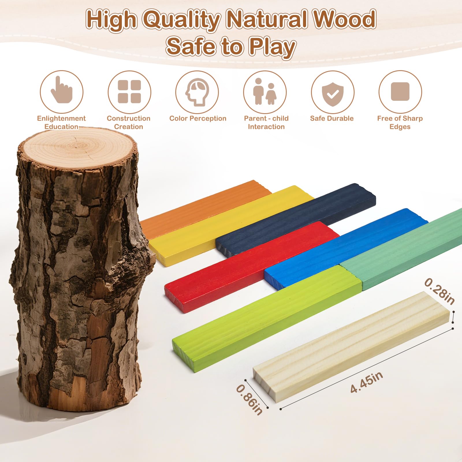Classic Wooden Building Blocks Set in 9 Colors