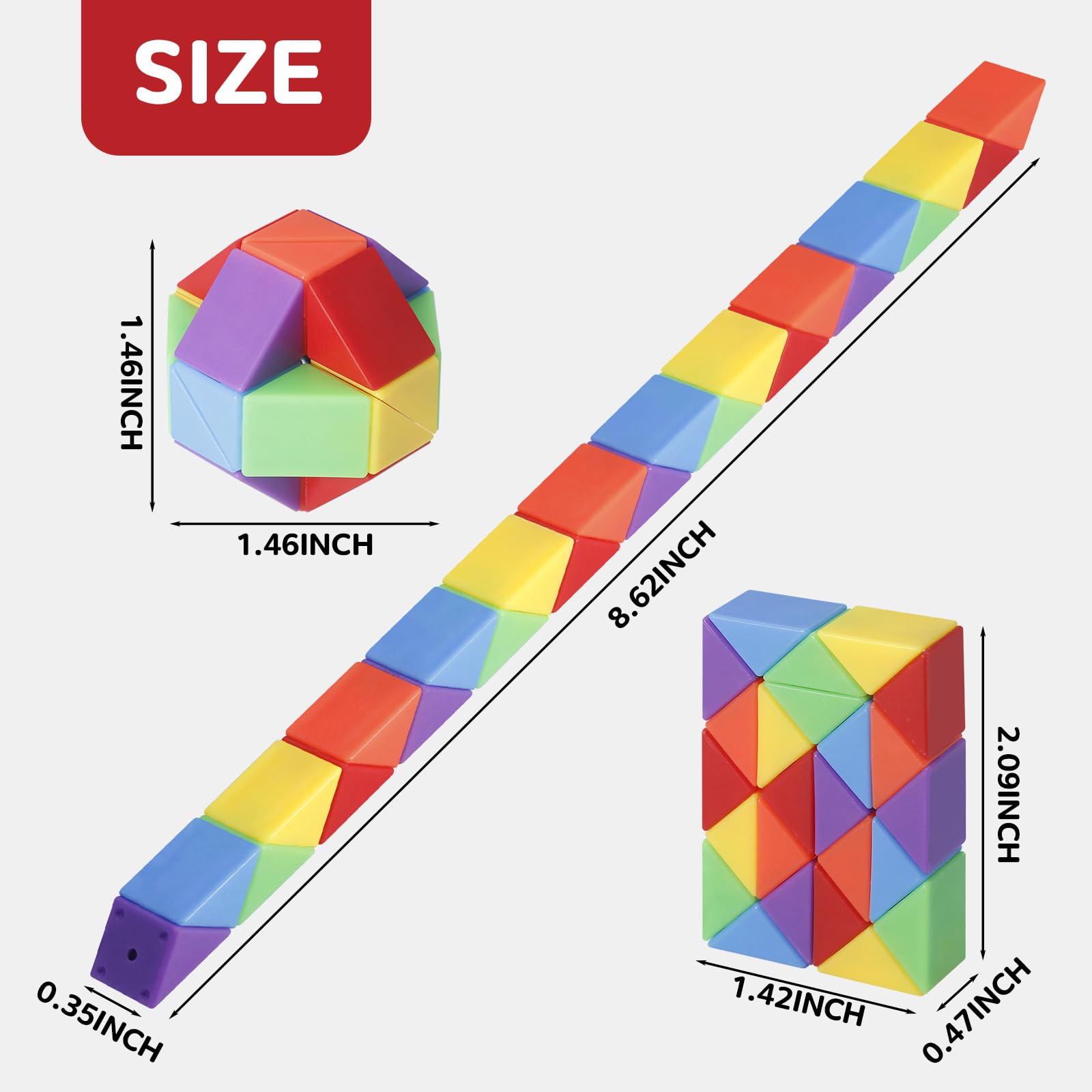 Transforming Snake Cube Fidget Puzzles