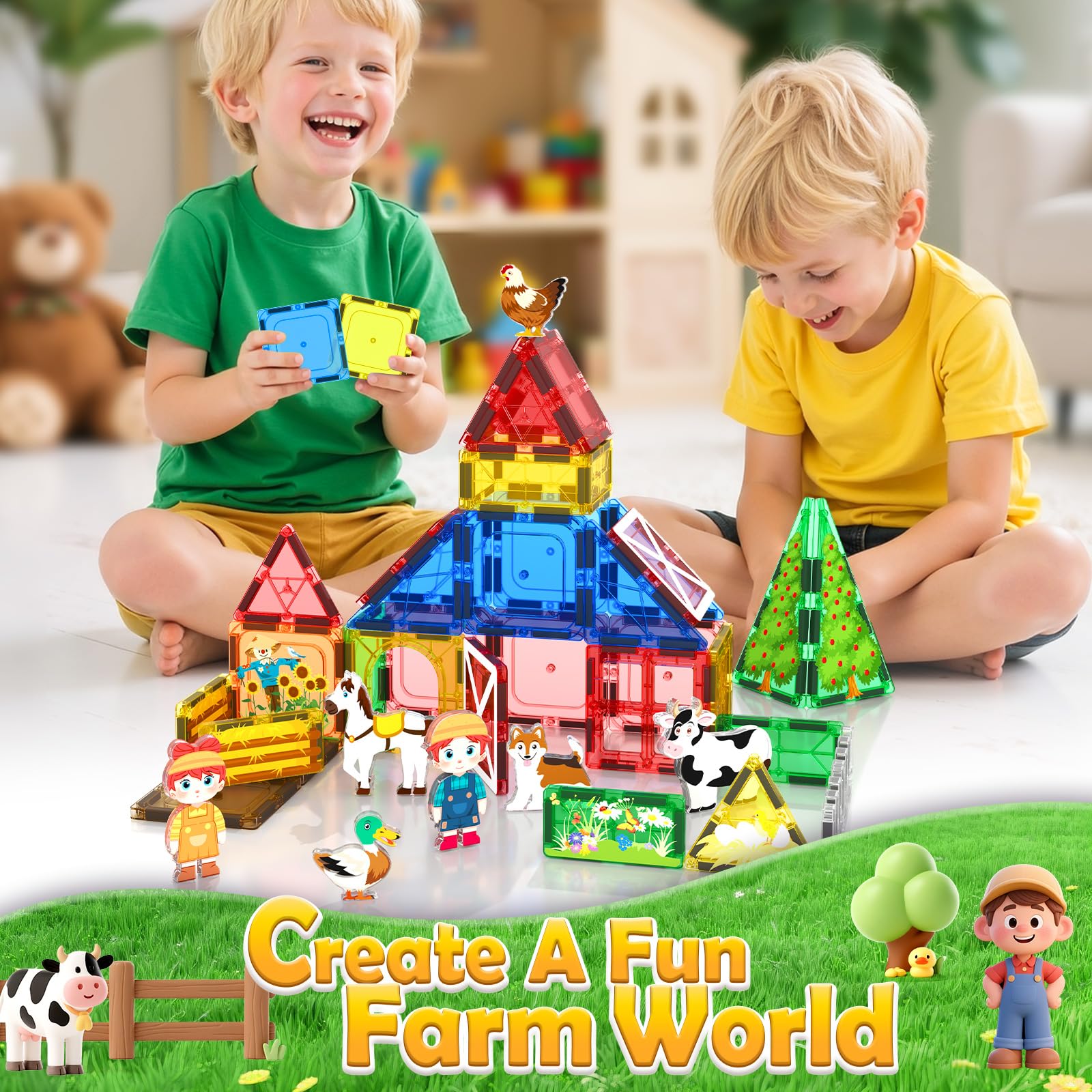Magnetic Farm Animal Building Tiles